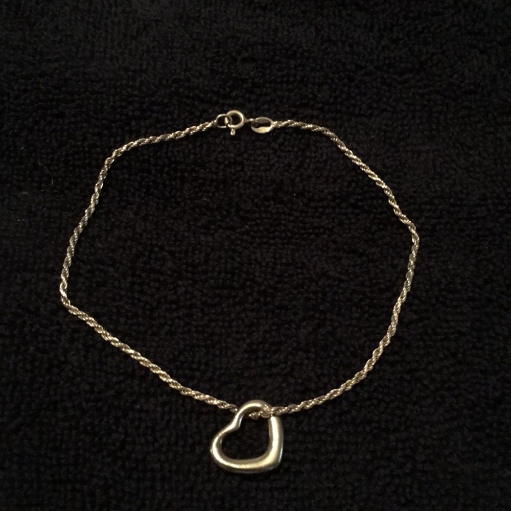 Sterling silver 925 floating heart ankle bracelet